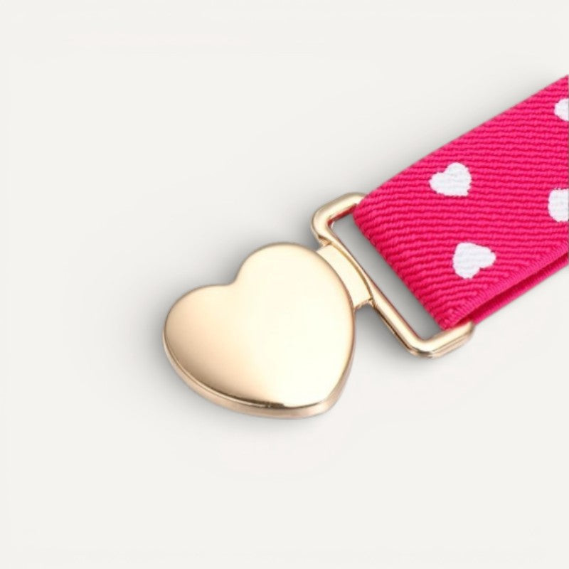 Ceinture Enfant Élastique Rose à Motifs Cœurs