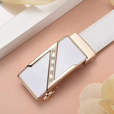 Ceinture Femme Élégante à Boucle Dorée Cœur et Cristaux