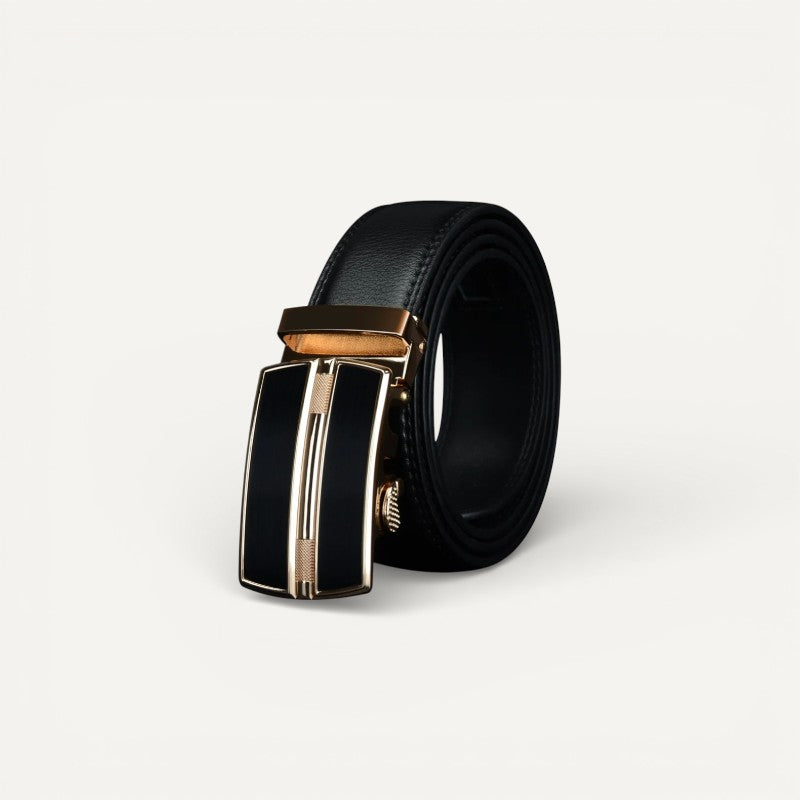 Ceinture Homme en Cuir avec Boucle Automatique Dorée Élégante