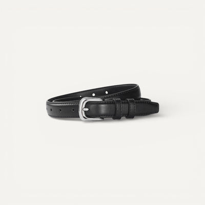 Ceinture Femme Fine en Cuir avec Boucle Classique Argentée