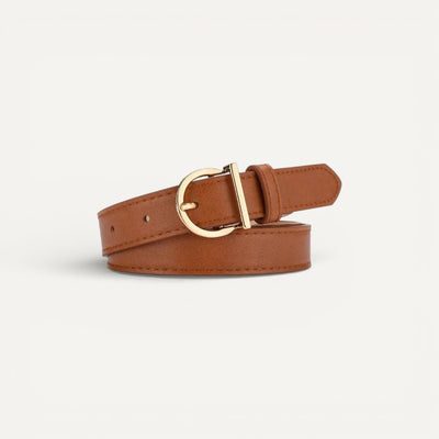 Ceinture Femme en Cuir à Boucle Dorée Classique