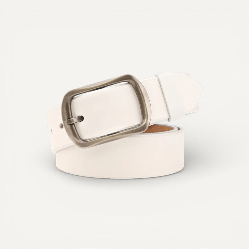 Ceinture Femme Noire en Cuir Mat à Boucle Rectangulaire Classique