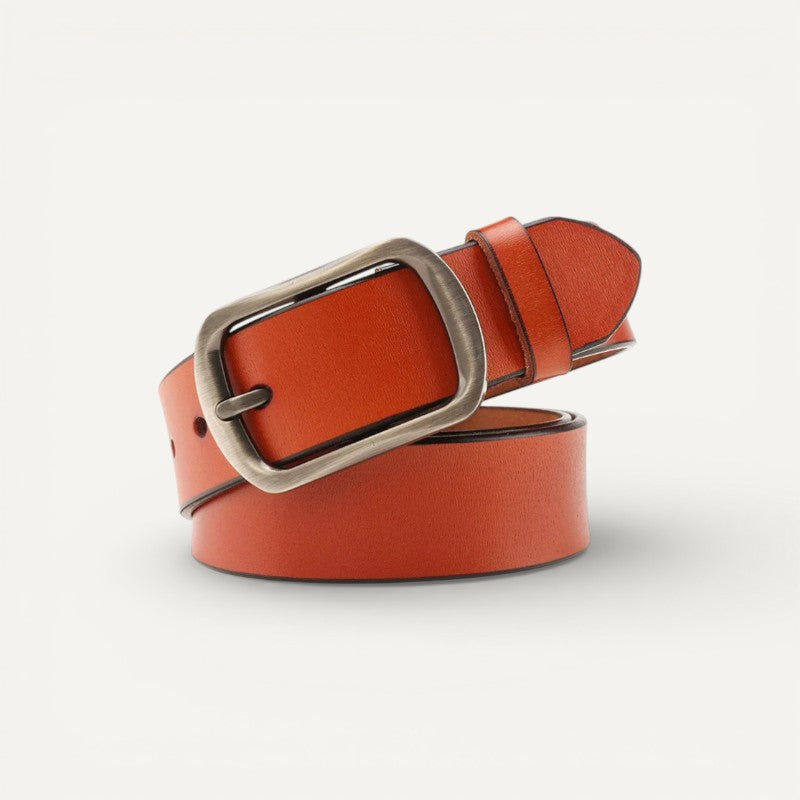 Ceinture Femme Noire en Cuir Mat à Boucle Rectangulaire Classique