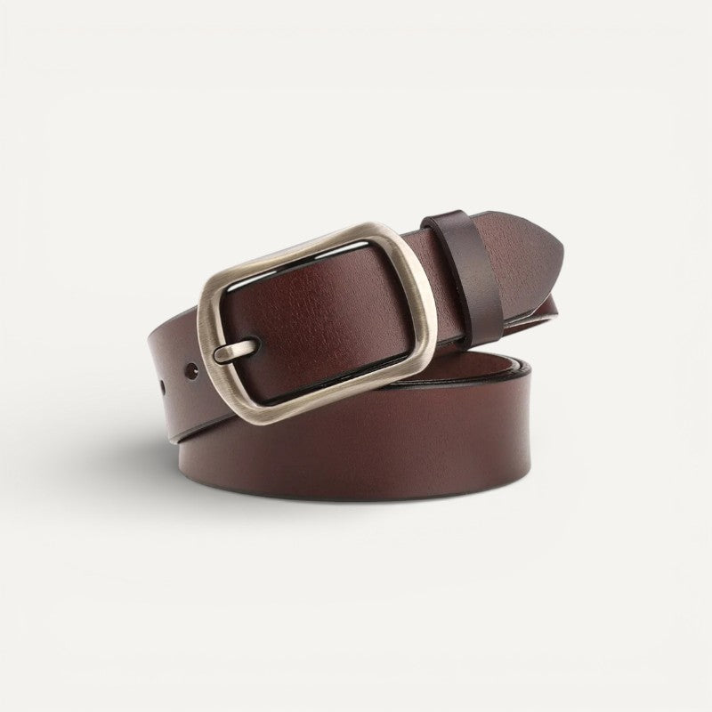 Ceinture Femme Noire en Cuir Mat à Boucle Rectangulaire Classique