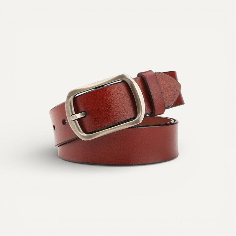 Ceinture Femme Noire en Cuir Mat à Boucle Rectangulaire Classique