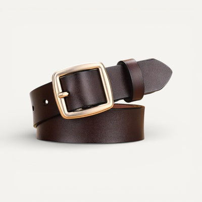 Ceinture Femme en Cuir avec Boucle Métallique Doré