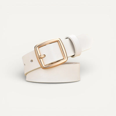Ceinture Femme en Cuir avec Boucle Métallique Doré