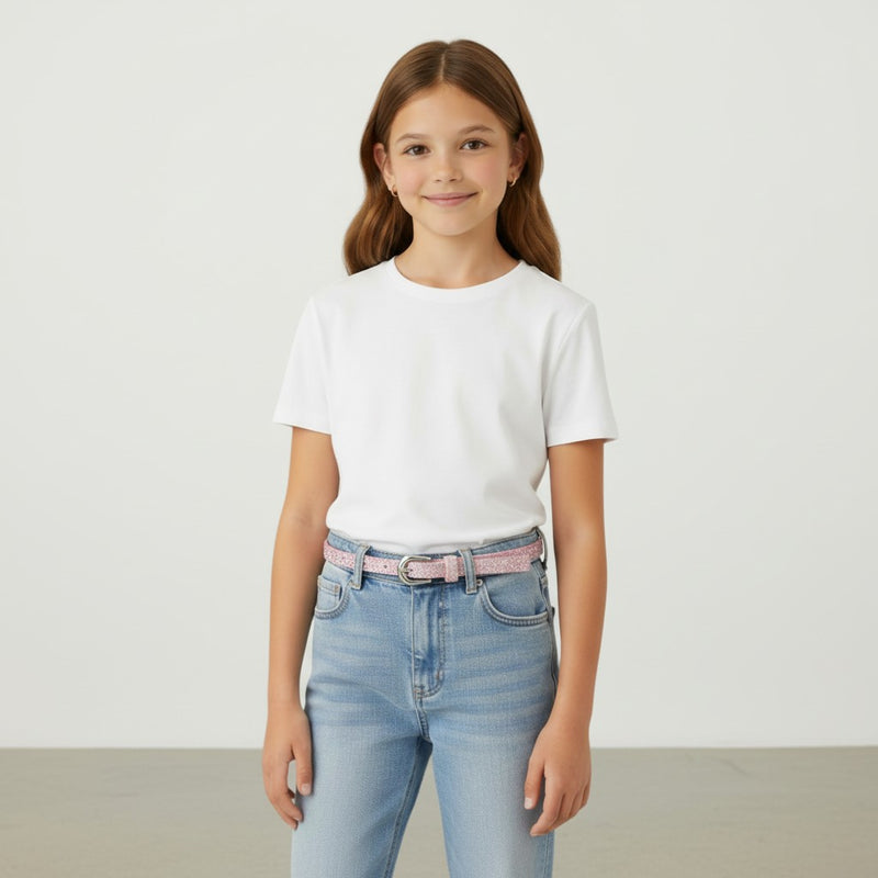 Ceinture Enfant Pailletée Fine avec Boucle Argentée