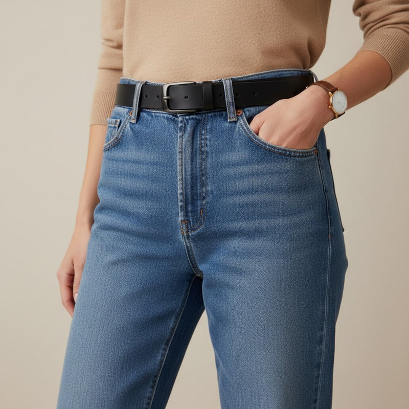 Ceinture en Cuir Femme avec Boucle Ovale Élégante