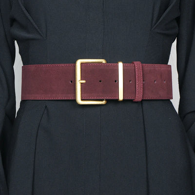 Ceinture Large en Suédine Femme avec Boucle Dorée