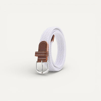 Ceinture Femme Tressée Élastique avec Boucle Argentée Élégante