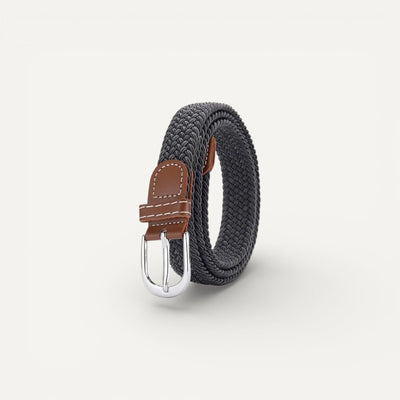 Ceinture Femme Tressée Élastique avec Boucle Argentée Élégante