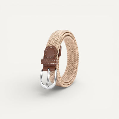 Ceinture Femme Tressée Élastique avec Boucle Argentée Élégante