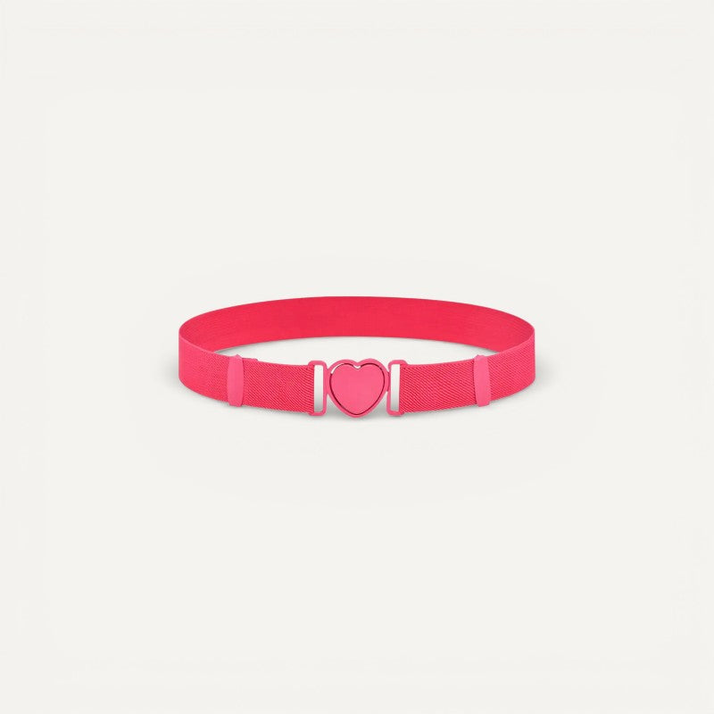 Ceinture Enfant Élastique Rose avec Boucle Cœur