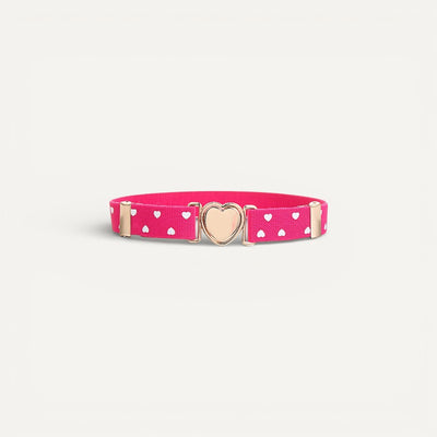 Ceinture Enfant Élastique Rose à Motifs Cœurs