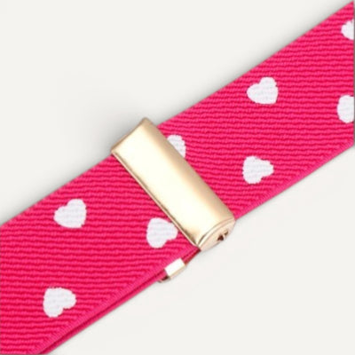 Ceinture Enfant Élastique Rose à Motifs Cœurs
