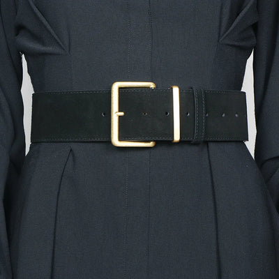Ceinture Large en Suédine Femme avec Boucle Dorée