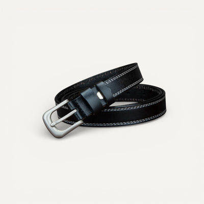 Ceinture Femme en Cuir avec Surpiqûres Contrastées