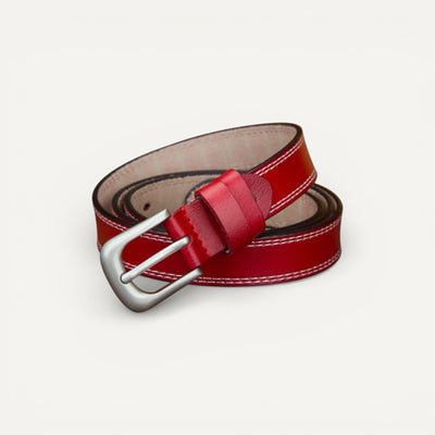 Ceinture Femme en Cuir avec Surpiqûres Contrastées