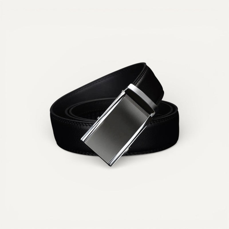 Ceinture Homme en Cuir Noir à Boucle Automatique Élégante
