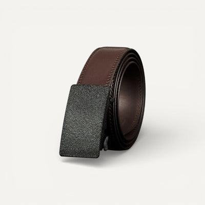 Ceinture Homme en Cuir Noir avec Boucle Automatique Effet Mat
