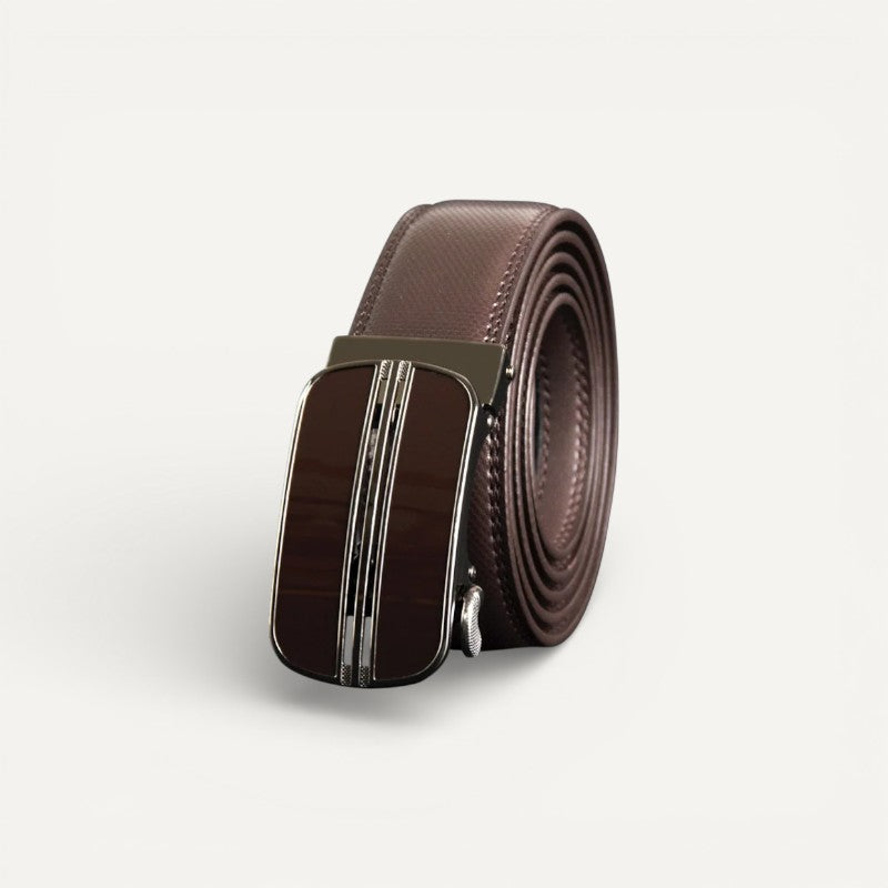 Ceinture Homme en Cuir avec Boucle Automatique Élégante Marron