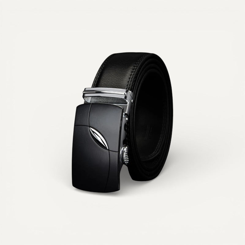 Ceinture Homme en Cuir Noir avec Boucle Automatique Design Moderne