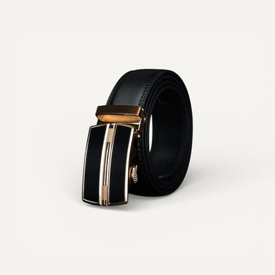 Ceinture Homme en Cuir avec Boucle Automatique Dorée Élégante