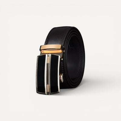 Ceinture Homme en Cuir avec Boucle Automatique Dorée Élégante