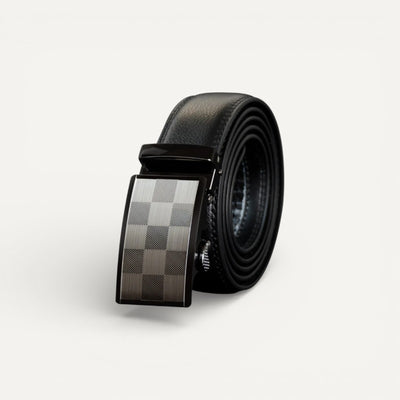 Ceinture Homme en Cuir avec Boucle Automatique à Motif Damier