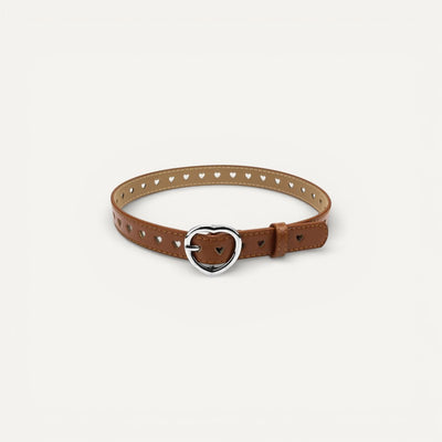 Ceinture Enfant Fine avec Boucle Cœur et Motifs Perforés