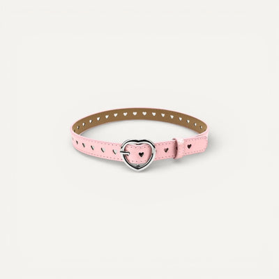 Ceinture Enfant Fine avec Boucle Cœur et Motifs Perforés