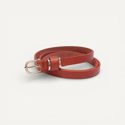 Ceinture Fine en Cuir Femme avec Boucle Dorée Élégante