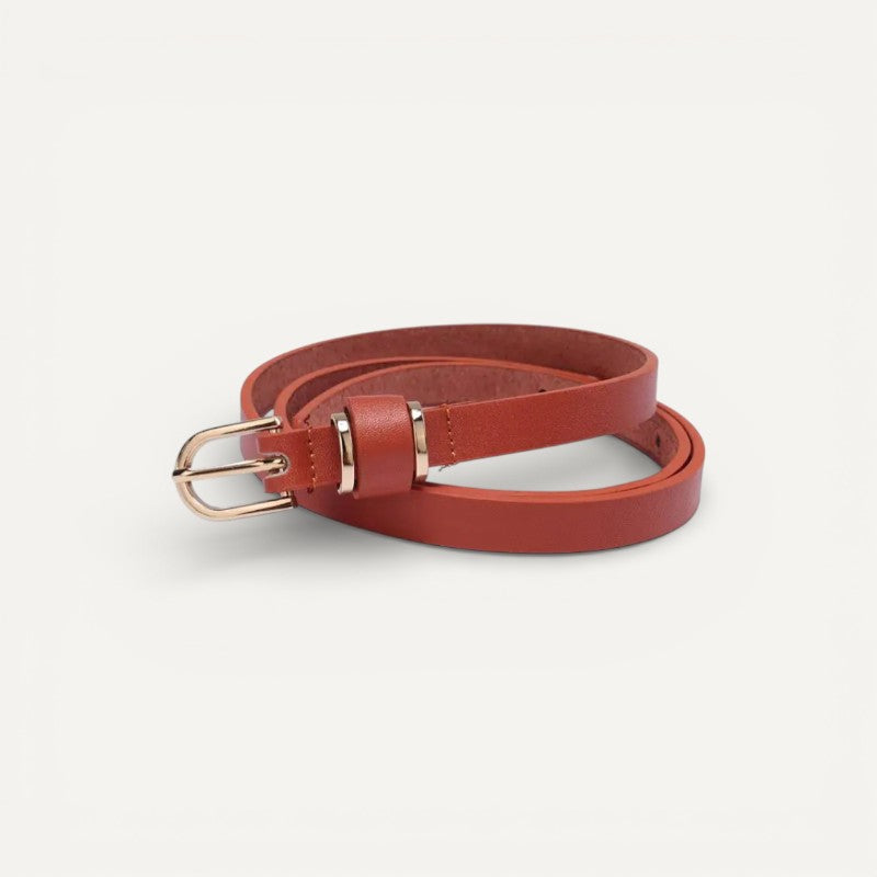 Ceinture Fine en Cuir Femme avec Boucle Dorée Élégante