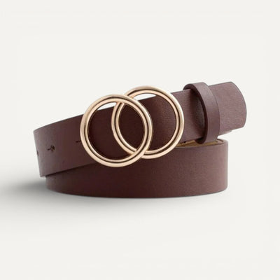 Ceinture Femme en Cuir à Boucle Double Anneau Élégante