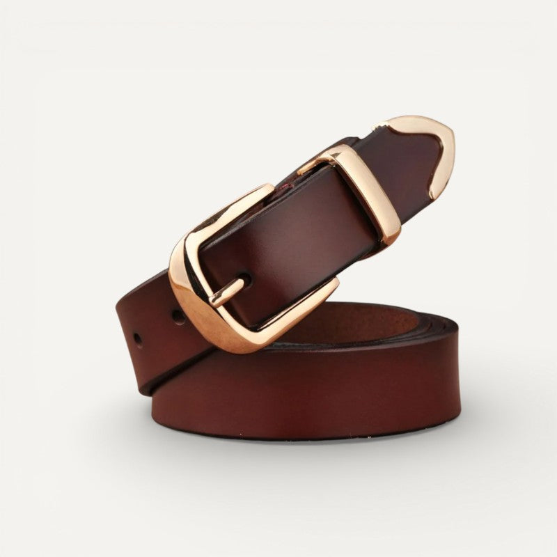 Ceinture Femme en Cuir à Boucle Dorée Élégante