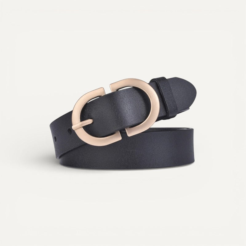 Ceinture en Cuir Femme avec Boucle Ovale Dorée Élégante