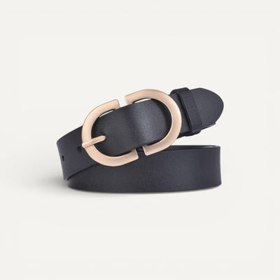 Ceinture en Cuir Femme avec Boucle Ovale Dorée Élégante