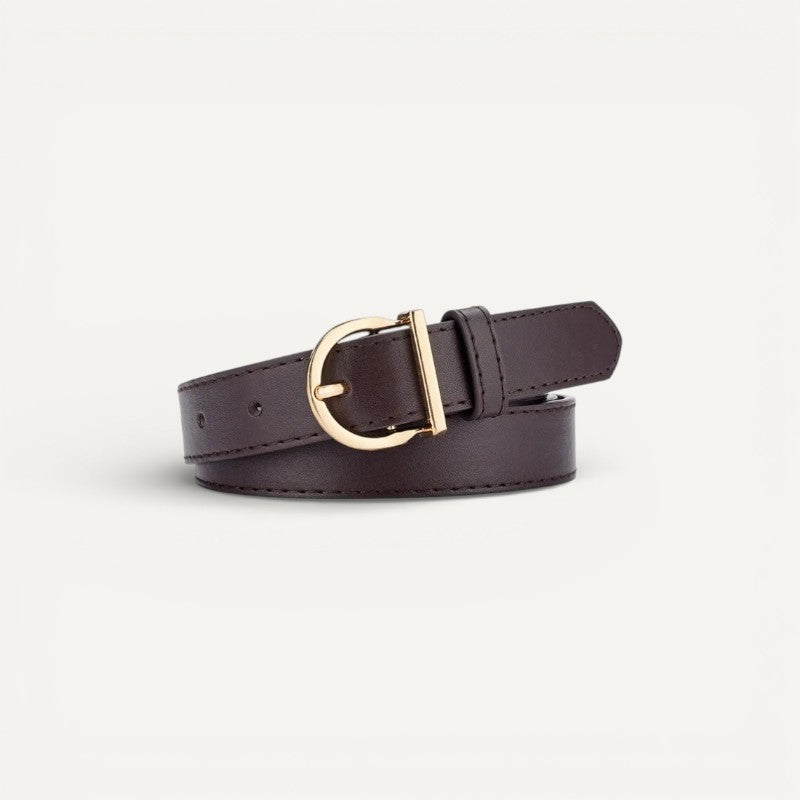 Ceinture Femme en Cuir à Boucle Dorée Classique