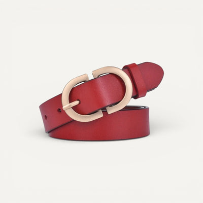 Ceinture en Cuir Femme avec Boucle Ovale Dorée Élégante
