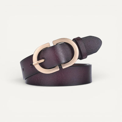 Ceinture en Cuir Femme avec Boucle Ovale Dorée Élégante