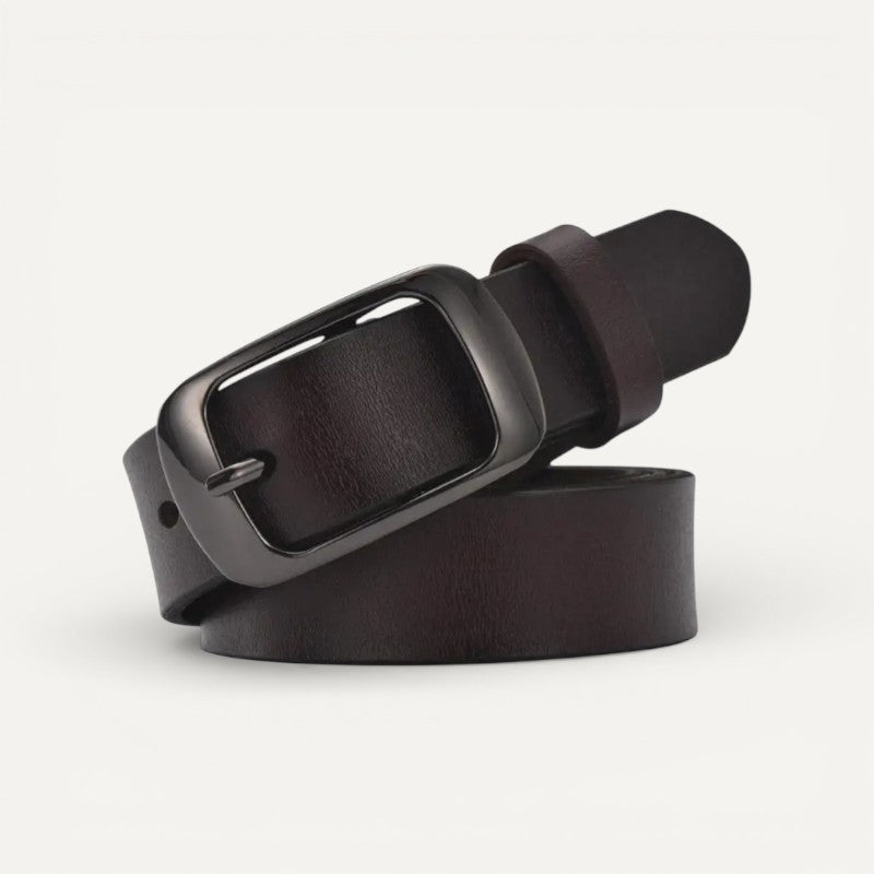 Ceinture Femme Noire en Cuir à Boucle Rectangulaire Minimaliste