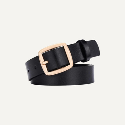 Ceinture en Cuir Femme avec Boucle Carrée Dorée
