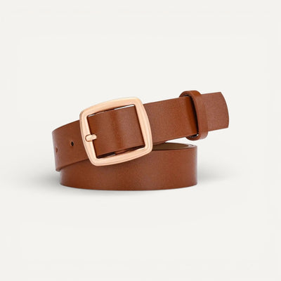 Ceinture en Cuir Femme avec Boucle Carrée Dorée