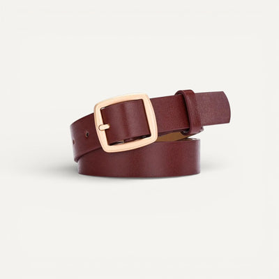 Ceinture en Cuir Femme avec Boucle Carrée Dorée