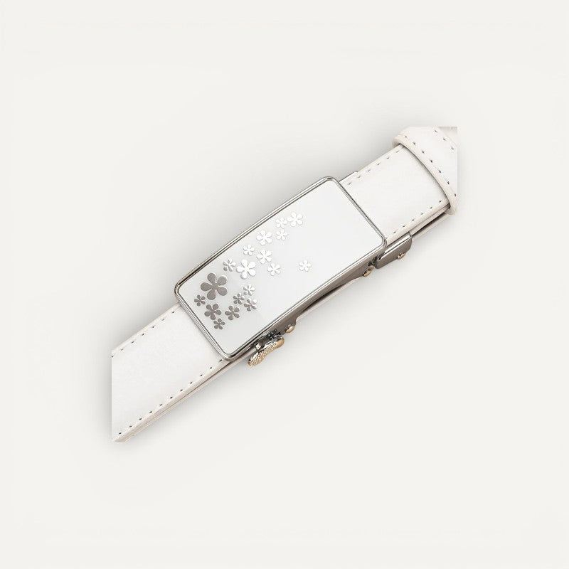 Ceinture Femme Élégante à Boucle Automatique Motifs Floraux