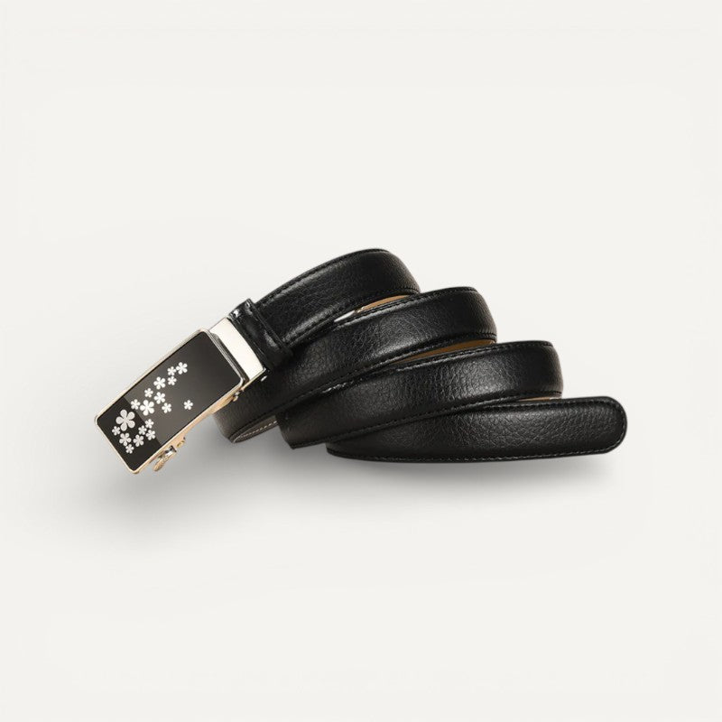 Ceinture Femme Élégante à Boucle Automatique Motifs Floraux