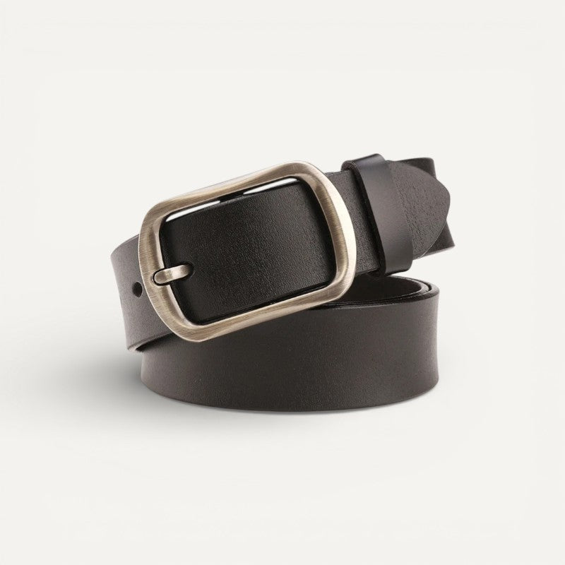 Ceinture Femme Noire en Cuir Mat à Boucle Rectangulaire Classique