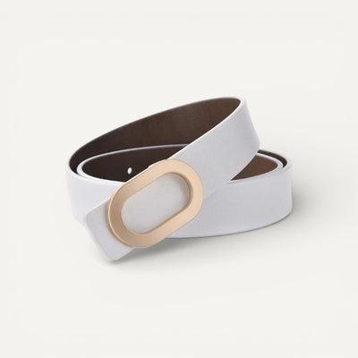 Ceinture Femme en Cuir Lisse à Boucle Ovale Dorée