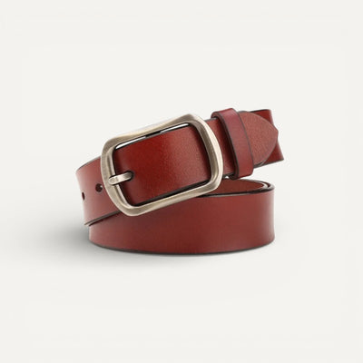 Ceinture Femme Noire en Cuir Mat à Boucle Rectangulaire Classique